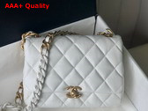 Chanel Small Flap Bag Lambskin Gold Tone Lacquered Metal White Ref AS3206 Replica