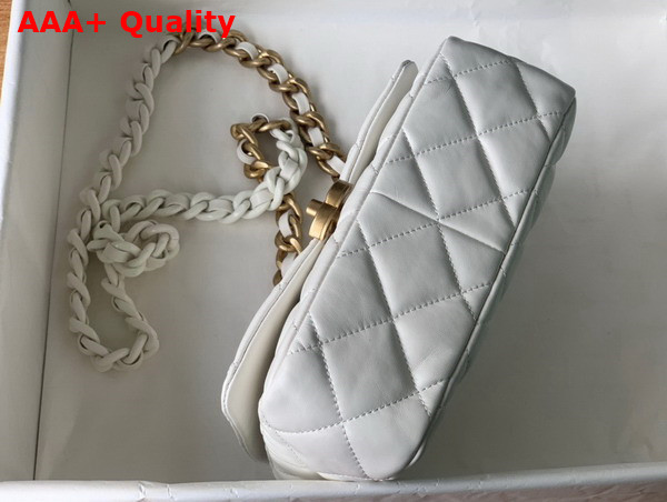 Chanel Small Flap Bag Lambskin Gold Tone Lacquered Metal White Ref AS3206 Replica