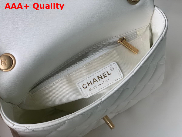 Chanel Small Flap Bag Lambskin Gold Tone Lacquered Metal White Ref AS3206 Replica