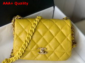 Chanel Small Flap Bag Lambskin Gold Tone Lacquered Metal Yellow Ref AS3206 Replica