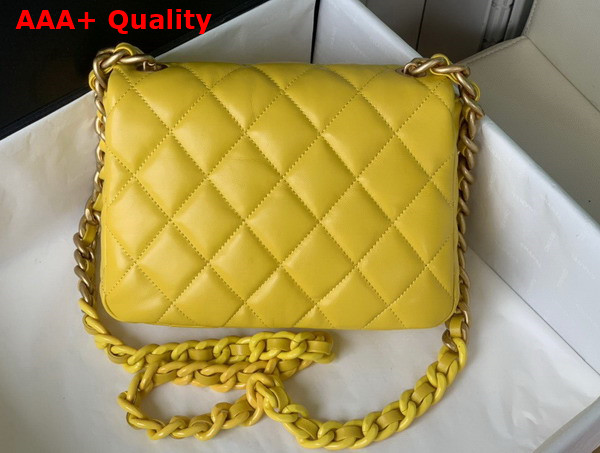 Chanel Small Flap Bag Lambskin Gold Tone Lacquered Metal Yellow Ref AS3206 Replica