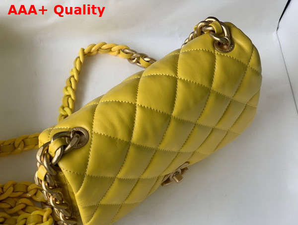 Chanel Small Flap Bag Lambskin Gold Tone Lacquered Metal Yellow Ref AS3206 Replica