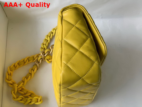 Chanel Small Flap Bag Lambskin Gold Tone Lacquered Metal Yellow Ref AS3206 Replica