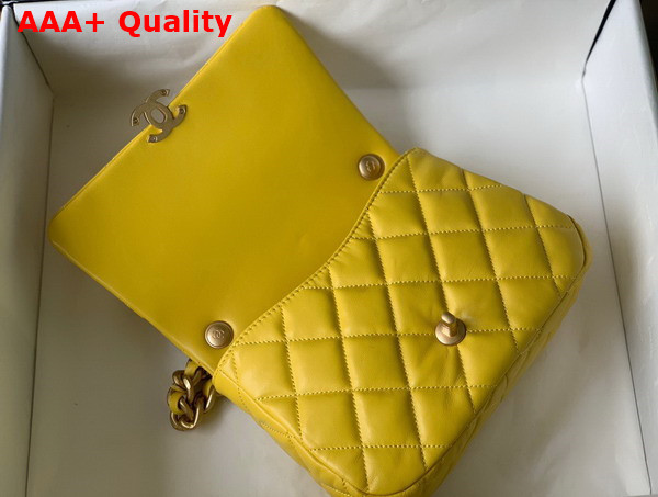 Chanel Small Flap Bag Lambskin Gold Tone Lacquered Metal Yellow Ref AS3206 Replica