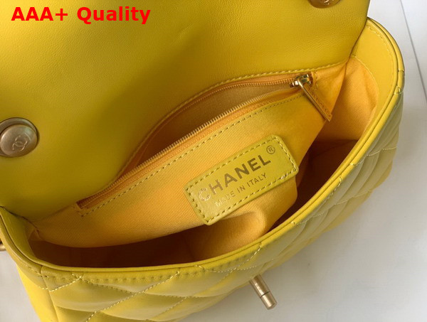 Chanel Small Flap Bag Lambskin Gold Tone Lacquered Metal Yellow Ref AS3206 Replica