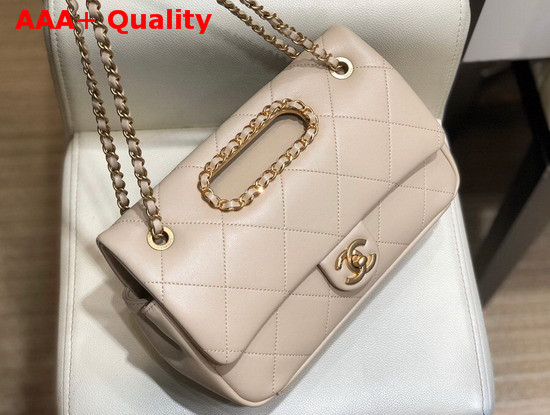 Chanel Small Flap Bag Lambskin Gold Tone Metal Beige AS1466 Replica