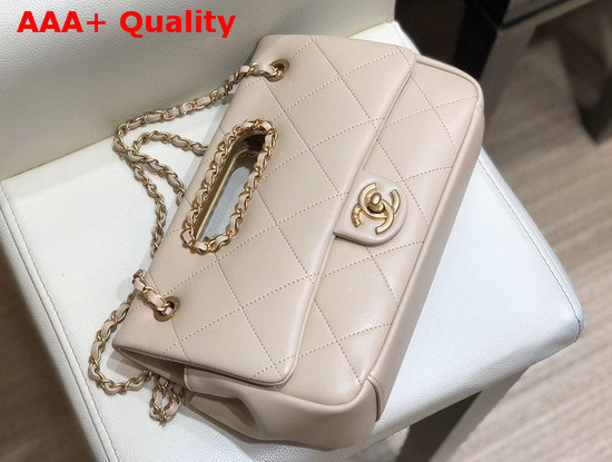 Chanel Small Flap Bag Lambskin Gold Tone Metal Beige AS1466 Replica