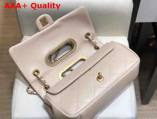 Chanel Small Flap Bag Lambskin Gold Tone Metal Beige AS1466 Replica