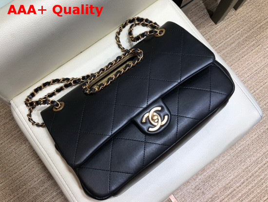 Chanel Small Flap Bag Lambskin Gold Tone Metal Black AS1466 Replica