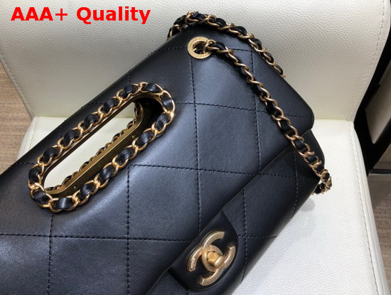 Chanel Small Flap Bag Lambskin Gold Tone Metal Black AS1466 Replica