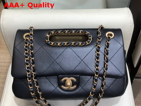 Chanel Small Flap Bag Lambskin Gold Tone Metal Black AS1466 Replica