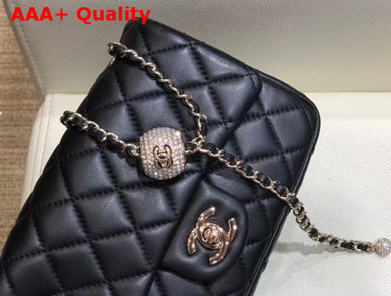 Chanel Small Flap Bag Lambskin Gold Tone Metal Black AS1787 Replica