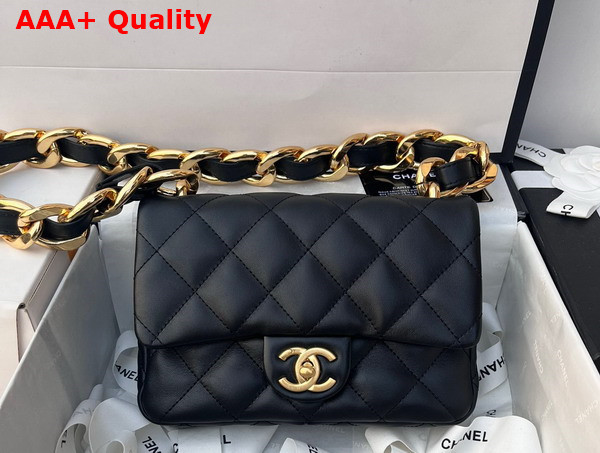 Chanel Small Flap Bag Lambskin Gold Tone Metal Black Ref AS3214 Replica