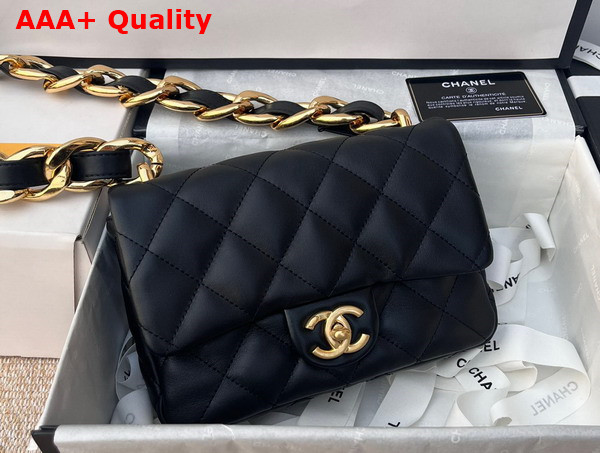 Chanel Small Flap Bag Lambskin Gold Tone Metal Black Ref AS3214 Replica