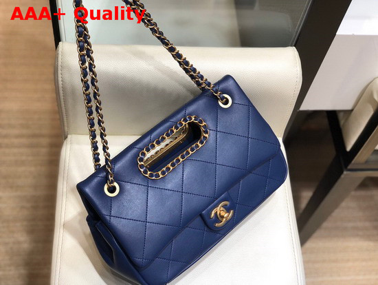 Chanel Small Flap Bag Lambskin Gold Tone Metal Blue AS1466 Replica