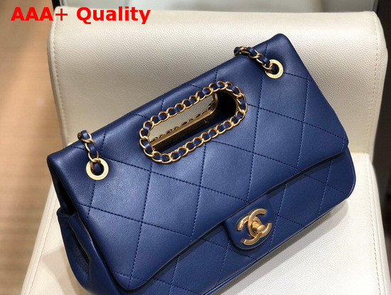 Chanel Small Flap Bag Lambskin Gold Tone Metal Blue AS1466 Replica