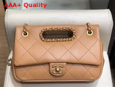 Chanel Small Flap Bag Lambskin Gold Tone Metal Light Brown AS1466 Replica