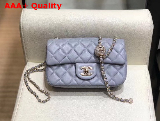 Chanel Small Flap Bag Lambskin Gold Tone Metal Light Gray AS1787 Replica