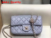 Chanel Small Flap Bag Lambskin Gold Tone Metal Light Gray AS1787 Replica