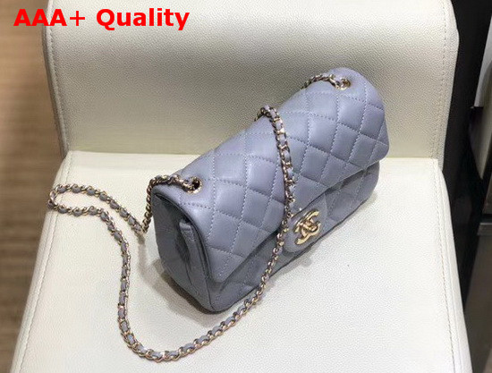 Chanel Small Flap Bag Lambskin Gold Tone Metal Light Gray AS1787 Replica