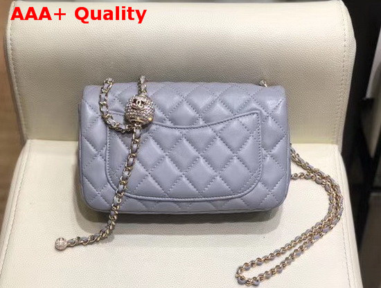 Chanel Small Flap Bag Lambskin Gold Tone Metal Light Gray AS1787 Replica