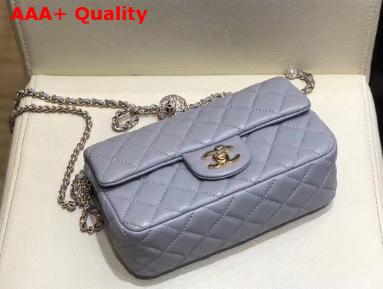 Chanel Small Flap Bag Lambskin Gold Tone Metal Light Gray AS1787 Replica