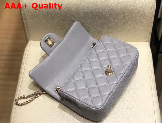 Chanel Small Flap Bag Lambskin Gold Tone Metal Light Gray AS1787 Replica