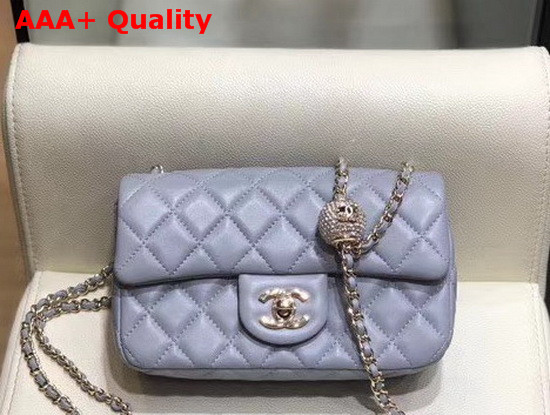 Chanel Small Flap Bag Lambskin Gold Tone Metal Light Gray AS1787 Replica