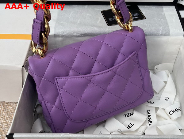 Chanel Small Flap Bag Lambskin Gold Tone Metal Purple Ref AS3214 Replica