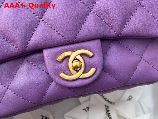 Chanel Small Flap Bag Lambskin Gold Tone Metal Purple Ref AS3214 Replica