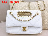 Chanel Small Flap Bag Lambskin Gold Tone Metal White AS1466 Replica