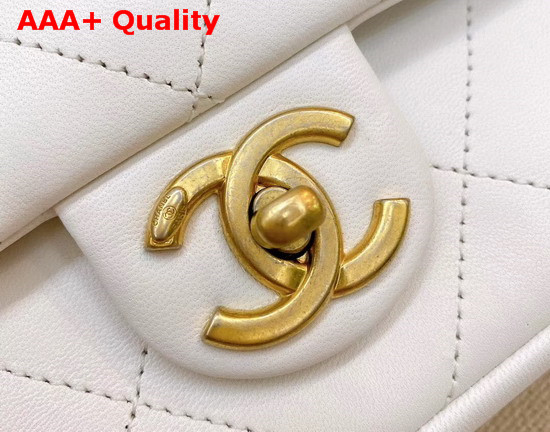 Chanel Small Flap Bag Lambskin Gold Tone Metal White AS1466 Replica