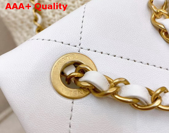 Chanel Small Flap Bag Lambskin Gold Tone Metal White AS1466 Replica