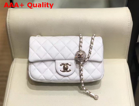 Chanel Small Flap Bag Lambskin Gold Tone Metal White AS1787 Replica