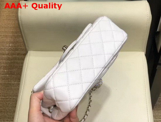 Chanel Small Flap Bag Lambskin Gold Tone Metal White AS1787 Replica