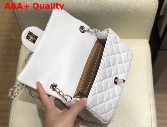 Chanel Small Flap Bag Lambskin Gold Tone Metal White AS1787 Replica