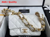 Chanel Small Flap Bag Lambskin Gold Tone Metal White Ref AS3214 Replica