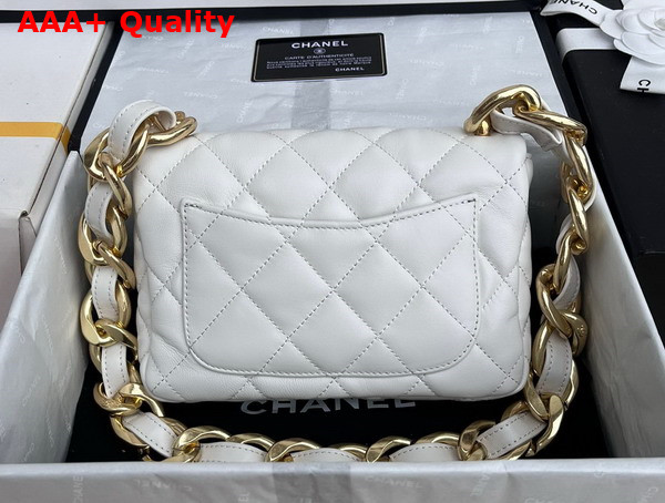 Chanel Small Flap Bag Lambskin Gold Tone Metal White Ref AS3214 Replica