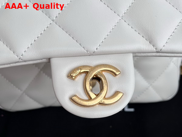 Chanel Small Flap Bag Lambskin Gold Tone Metal White Ref AS3214 Replica