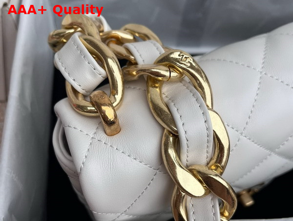 Chanel Small Flap Bag Lambskin Gold Tone Metal White Ref AS3214 Replica