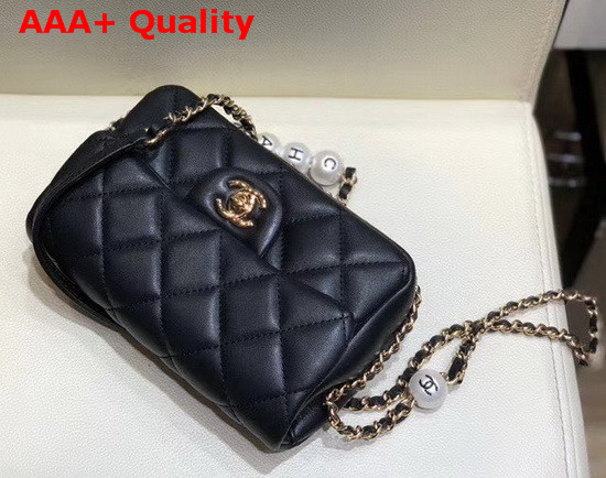 Chanel Small Flap Bag Lambskin Imitation Pearls and Gold Tone Metal Black AS1436 Replica