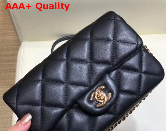 Chanel Small Flap Bag Lambskin Imitation Pearls and Gold Tone Metal Black AS1436 Replica