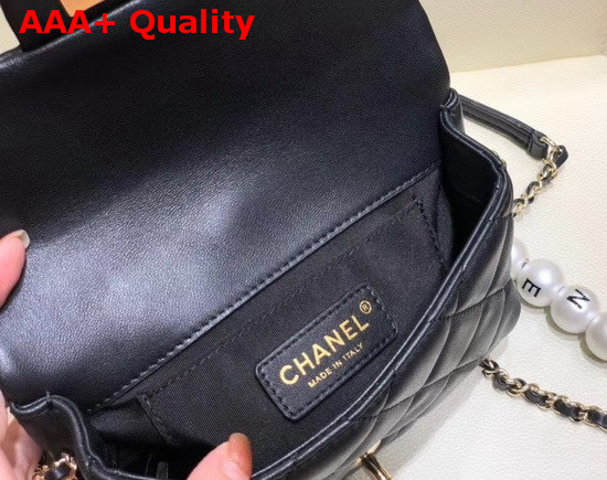 Chanel Small Flap Bag Lambskin Imitation Pearls and Gold Tone Metal Black AS1436 Replica