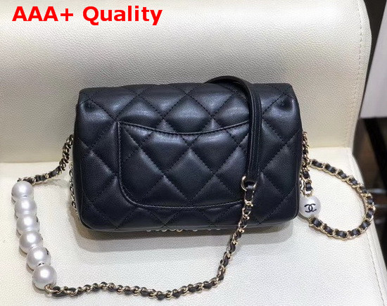 Chanel Small Flap Bag Lambskin Imitation Pearls and Gold Tone Metal Black AS1436 Replica