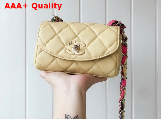 Chanel Small Flap Bag Lambskin Mixed Fibers and Gold Tone Metal Beige AS2369 Replica