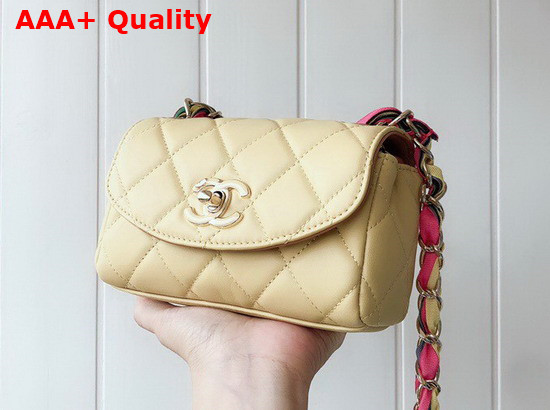 Chanel Small Flap Bag Lambskin Mixed Fibers and Gold Tone Metal Beige AS2369 Replica