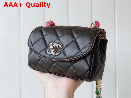 Chanel Small Flap Bag Lambskin Mixed Fibers and Gold Tone Metal Black AS2369 Replica