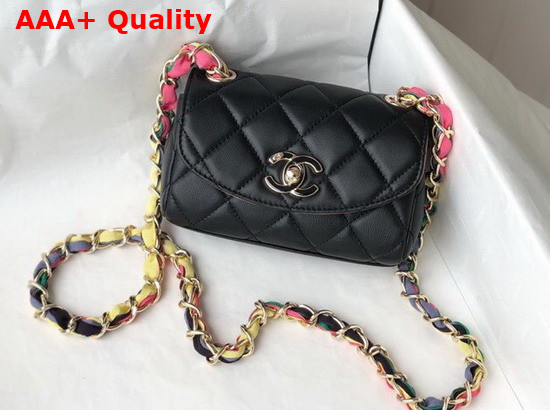 Chanel Small Flap Bag Lambskin Mixed Fibers and Gold Tone Metal Black AS2369 Replica