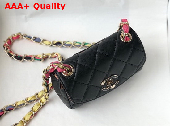 Chanel Small Flap Bag Lambskin Mixed Fibers and Gold Tone Metal Black AS2369 Replica