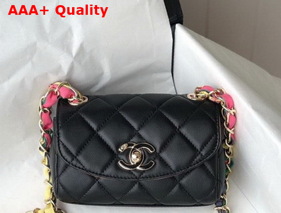 Chanel Small Flap Bag Lambskin Mixed Fibers and Gold Tone Metal Black AS2369 Replica